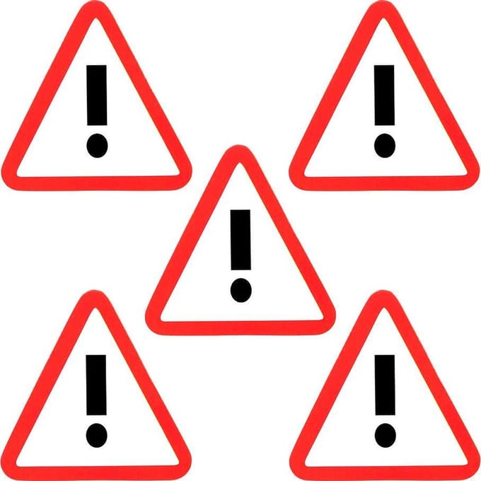 5 Whiteboard Magneten Uitroepteken of Gevaar Verkeersbord - 5 cm