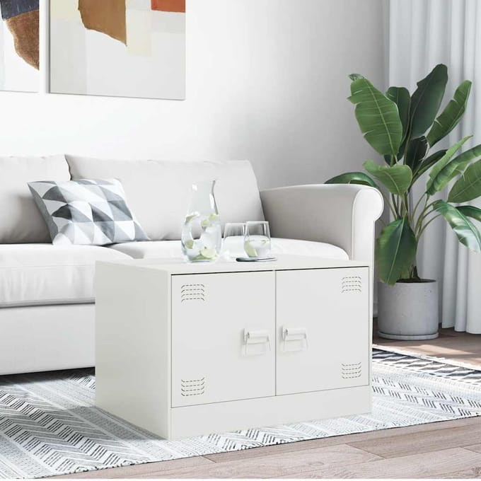 vidaXL - Salontafel - 67x50x44 - cm - staal - wit
