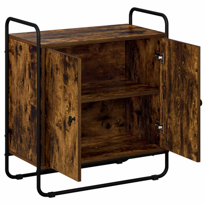 vidaXL - Dressoir - Gerookt - eiken - 68 - x - 35 - x - 75 - cm - Bewerkt - hout
