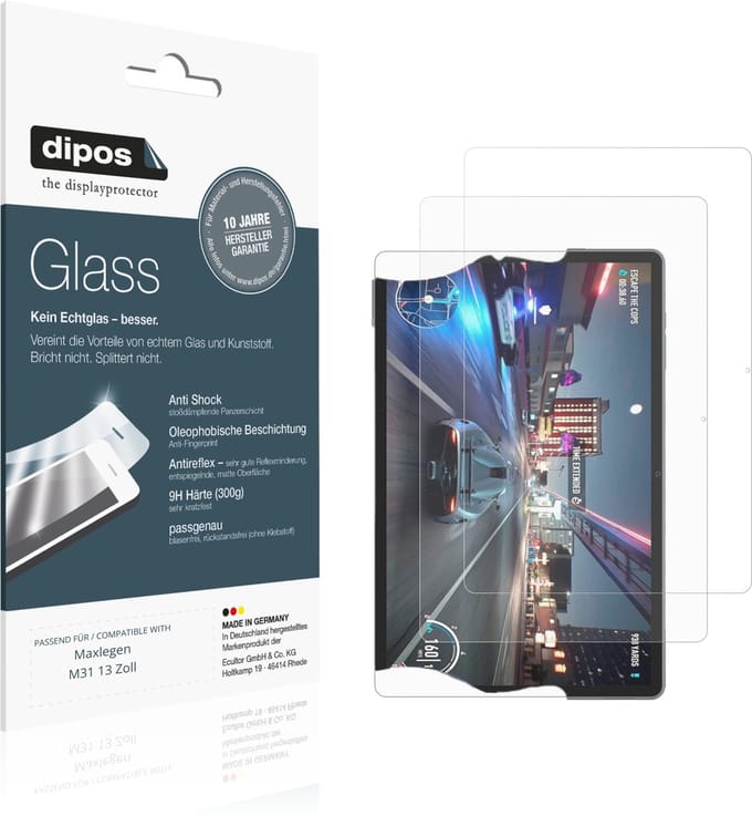 dipos – 2x Matte Pantserfolie geschikt voor Maxlegen M31 13 Zoll | 9H Screenprotector