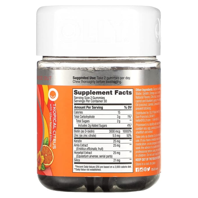 OLLY, Heavenly Hair, tropische citrus, 60 gummies