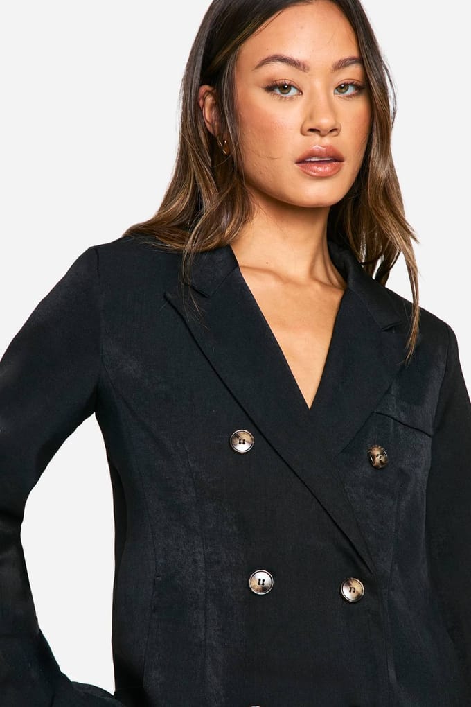 boohoo Dames Hoge dubbelgeknoopte blazer | Black | Maat: 16