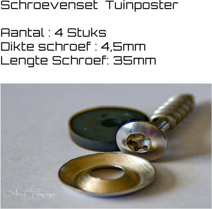 * PREMIUM * Tuinposter | Tuindoek - bevestigingsset schroeven 35mm  (set van 4)