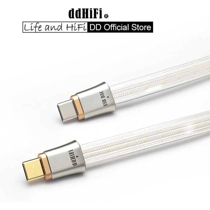 DD ddHiFi TC19CC (Comet) Flagship puur zilveren USB-C naar USB-C OTG digitale signaalkabel, vierdraads parallel ontwerp, 10/25 cm