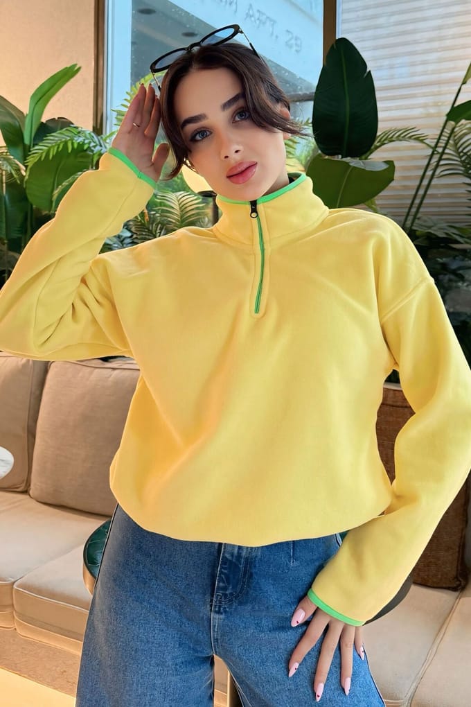 Oversized Pluchen Halfsip Sweatshirt