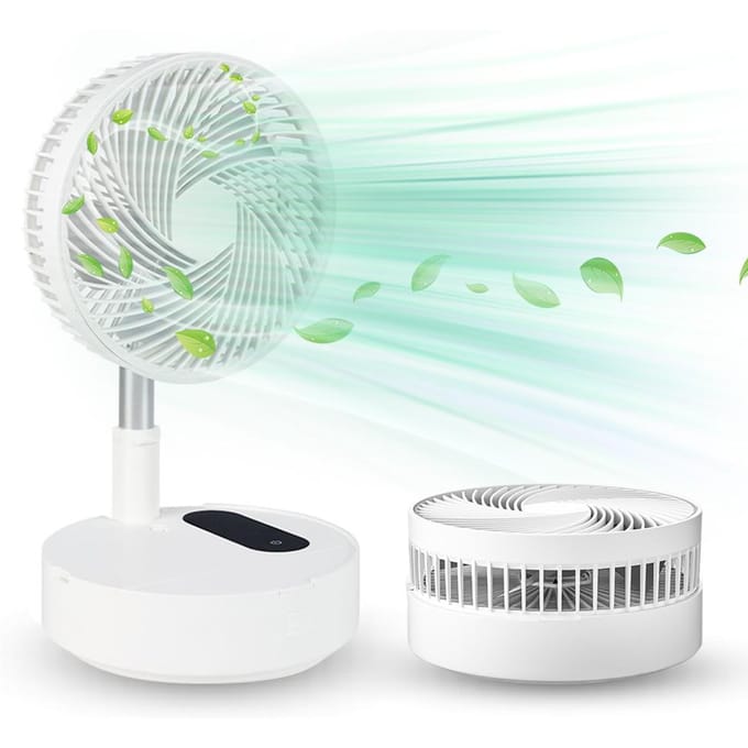 8,3   Opvouwbare Staande Bureau Koelventilator met Afstandsbediening, Nachtlampje en Touchscreen, Draagbare Ventilator wit