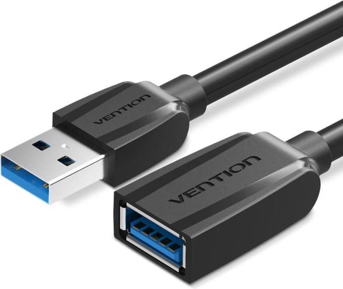 Usb 3.0 Mannelijk Naar Vrouwelijk Vention Vas-A45-B200 Verlengkabel 2 M (Zwart)