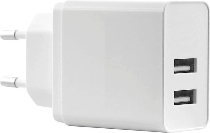 12W USB Power Lader met 2 USB-A Poorten - 12W/2.4A - Voor GSM, Telefoon, Controller, Speaker, Powerbank