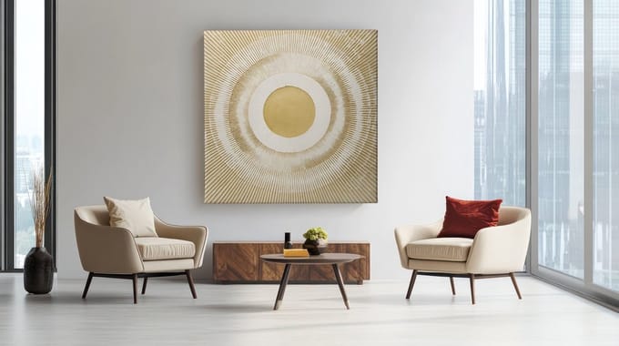 Vierkant Canvas Schilderij - Abstract - Gouden Kleur - 100x100x2 cm