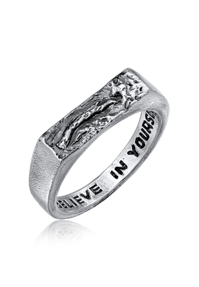 Haze & Glory - Ring - Rauher Barren Siegelring 925 Silber - Heren