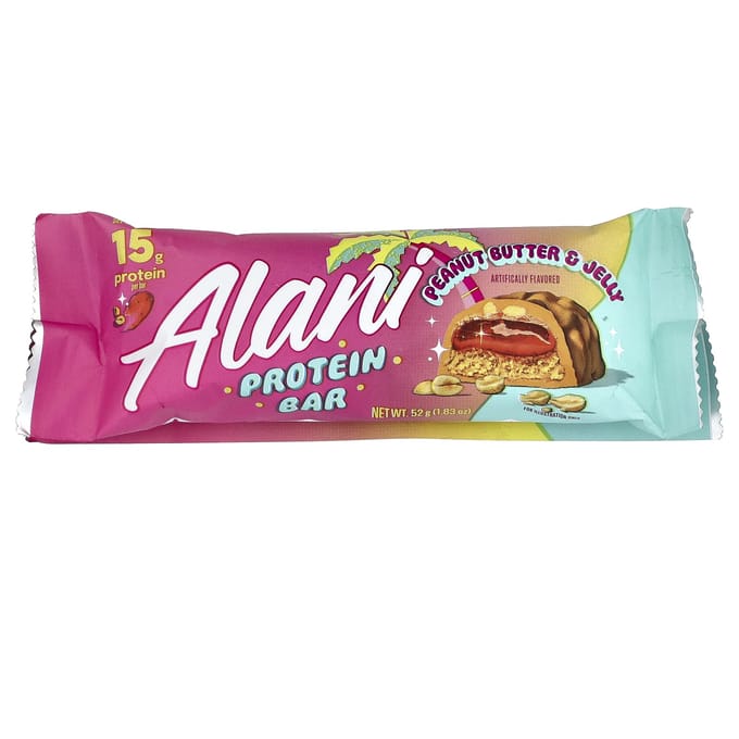 Alani Nu Eiwitreep, Pindakaas & Jelly, 12 Repen, 52g (1,83 oz) Elk