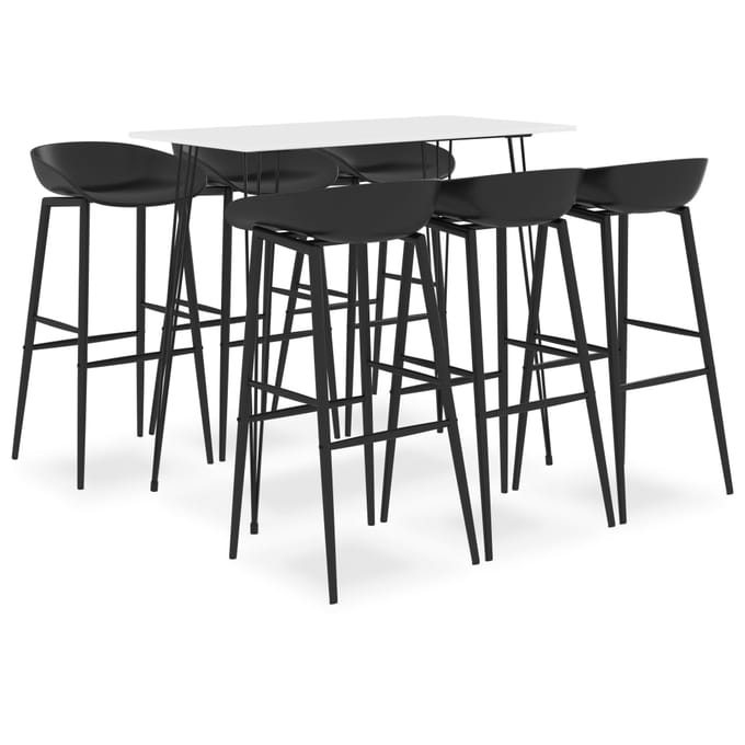 vidaXL - 7-delige - Barset - wit - en - zwart