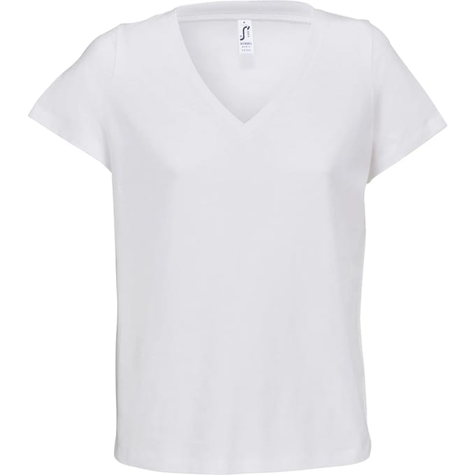 SOLS Dames Regent V-hals T-shirt (Wit)