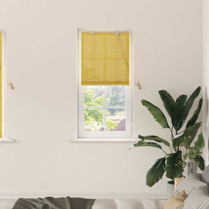 vidaXL - Rolgordijn - Geel - 60 - x - 160 - cm - Bamboe