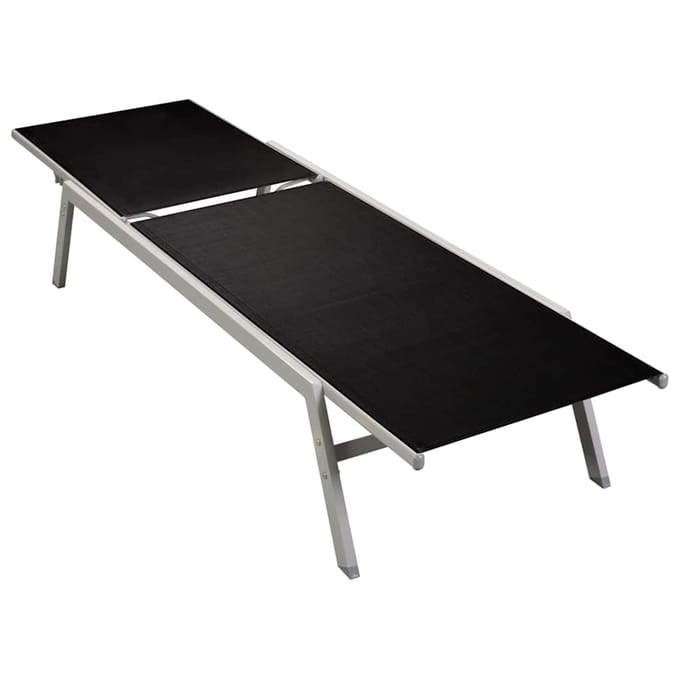 vidaXL - Ligbed - staal - en - textileen - zwart
