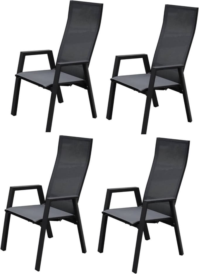 Nancy dining tuinstoel verstelbaar antraciet textileen set van 4