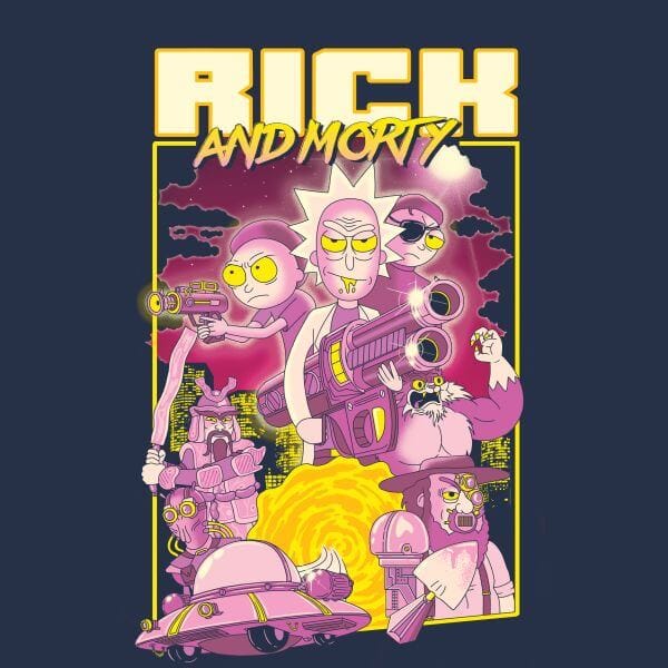 Rick and Morty 80s Poster Dames T-shirt - Navy - S