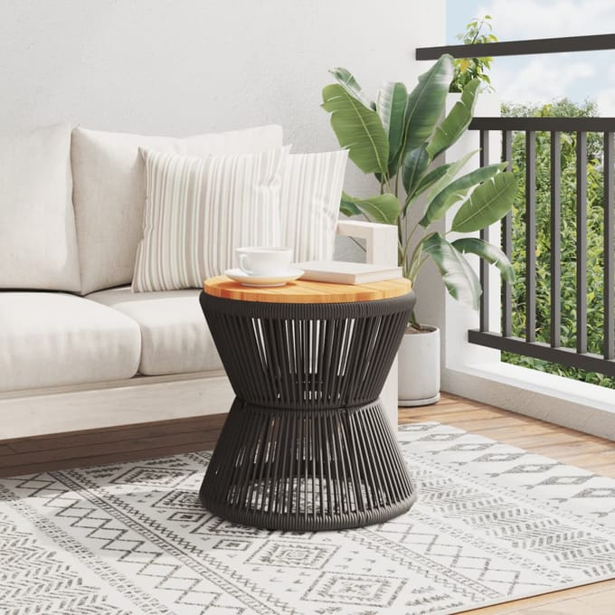 vidaXL Salontafel met draad Ø 45x44 cm massief acaciahout