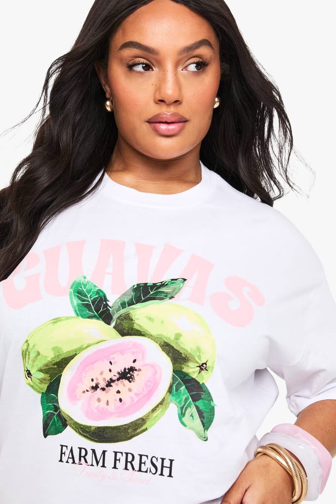 boohoo Dames Plus Guavas Oversized T-Shirt | Wit | Maat: 44