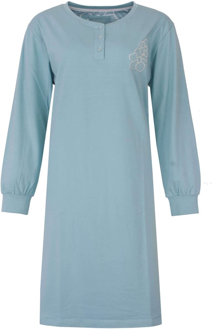 Tenderness Dames Nachthemd - Lange Mouwen - Licht Blauw - Maat M
