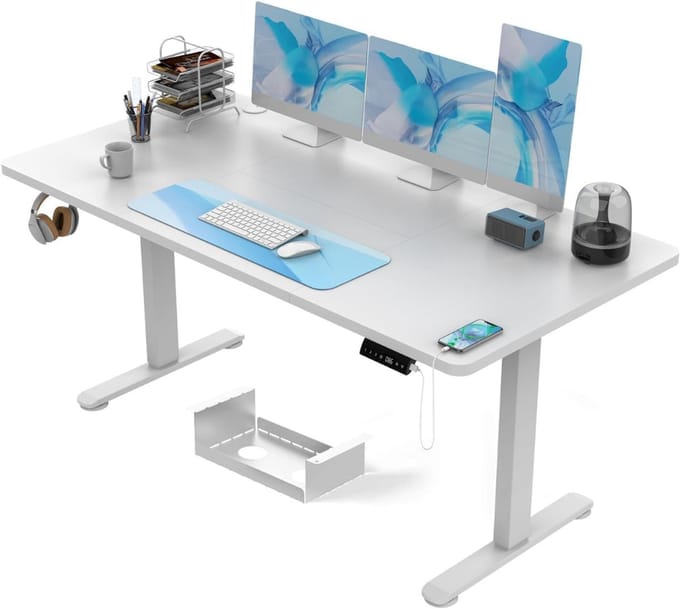 DailySupplies® Zit Sta Bureau Elektrisch - Verstelbaar Hoekbureau - Game Bureau -Wit