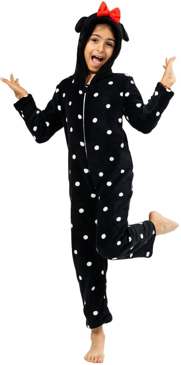 Onesie Minnie Mouse Kind Zwart - 3-4 jaar (92-104cm)