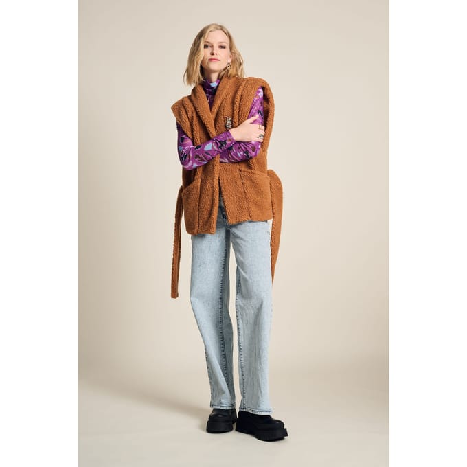 POM Amsterdam Gilet - Teddy Sugar Brown Größe: 42 | Gilets Outlet | Damen | Braun