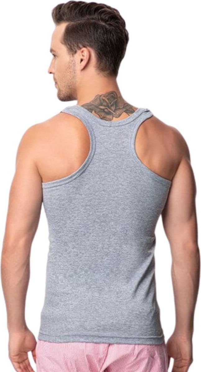 2 Pack heren halterhemd - 100% katoen - Grijs - Maat M