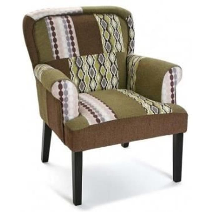 Fauteuil patchwork bruin zwart hout - VERSA - BOISE - Vintage stijl - Interieur zwart