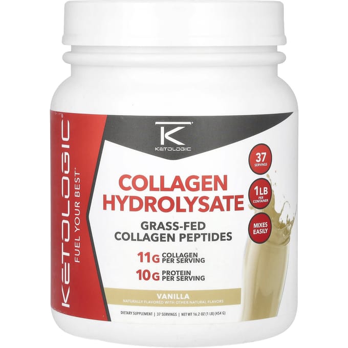 KetoLogic, Collageenhydrolysaat, Vanille, 1 lb (454 gr)