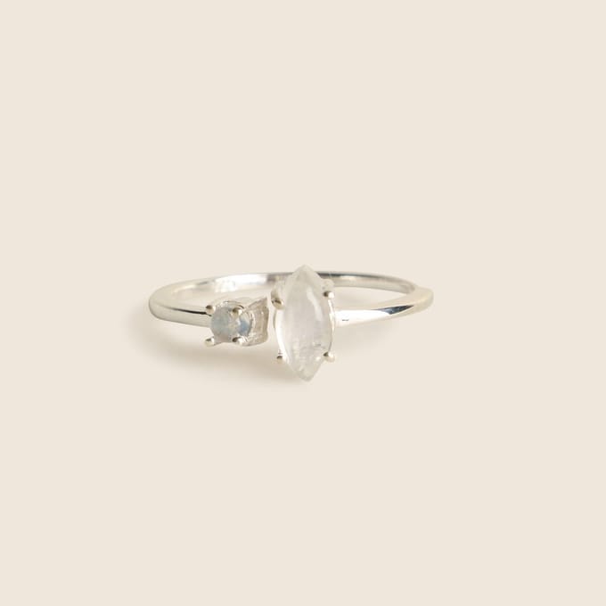 diluna.nl - ring 2 Maanstenen - 925 sterling zilveren edelsteen ring