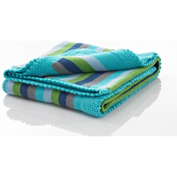 Pebble Crochet Edge Stripey - Wiegdeken 75x100 cm - Deep Turquoise