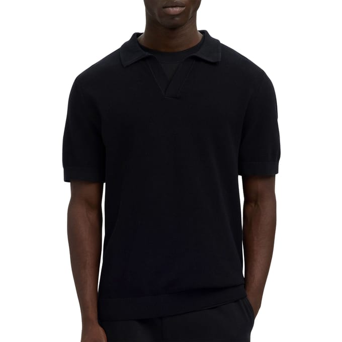 Selected Knit Structure Open Polo Heren - Maat M