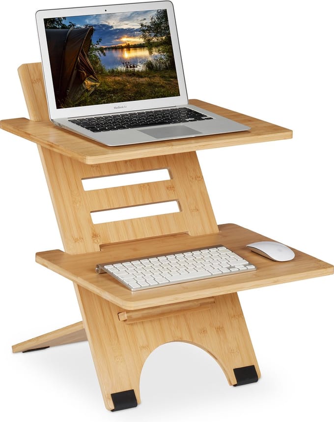 bureau verhoger bamboe - verstelbaar sta bureau - zit sta verhoger laptop