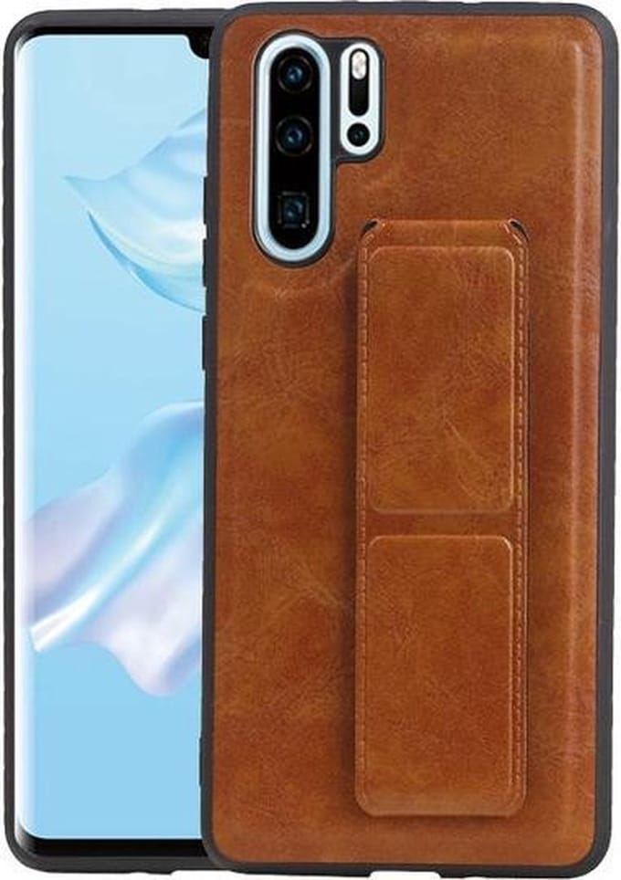 Grip Stand Hardcase Backcover voor Huawei P30 Pro Bruin