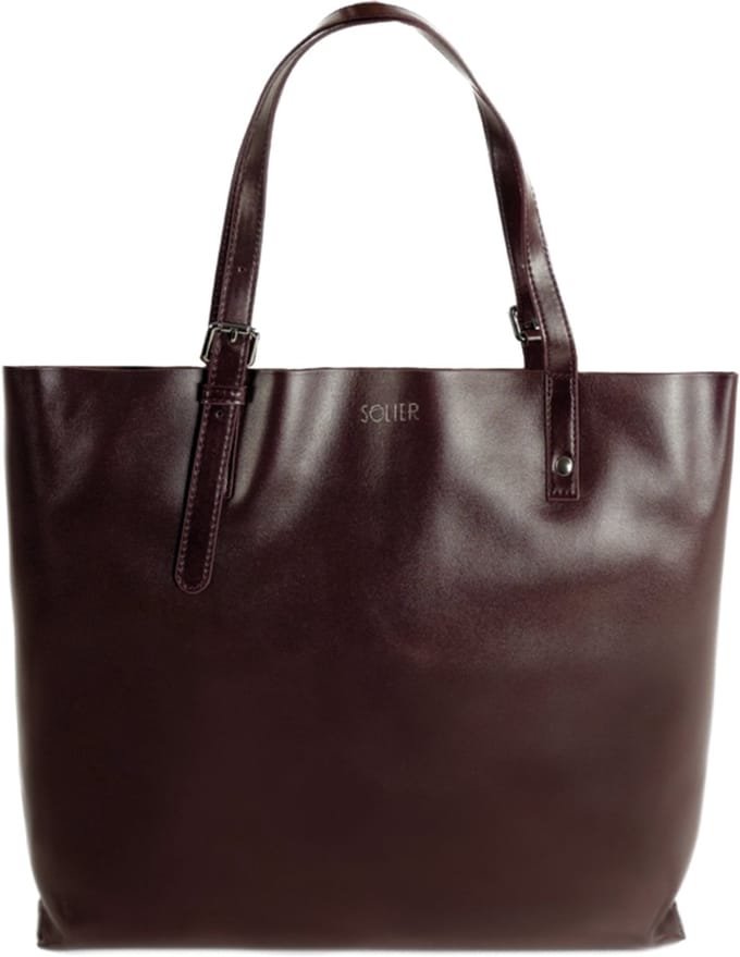 Solier FL32 Tivora - Leren dames shopper - Geschikt voor A4 - Met ritssluiting - Bordeauxrood