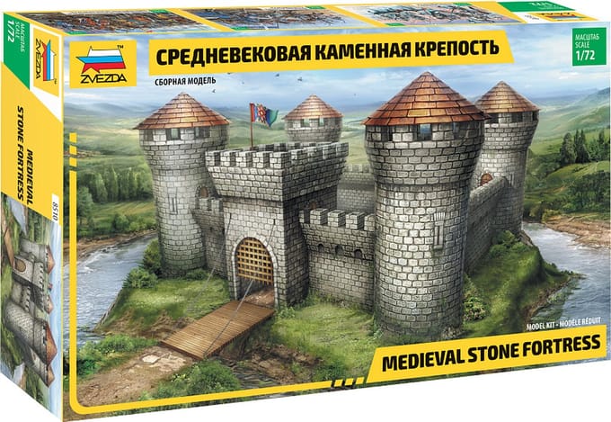 Zvezda Modelbouwpakket Diorama - 8510 Medieval Stone Fortress - Kasteel Diorama Plastic - 1:72 - Modelbouw
