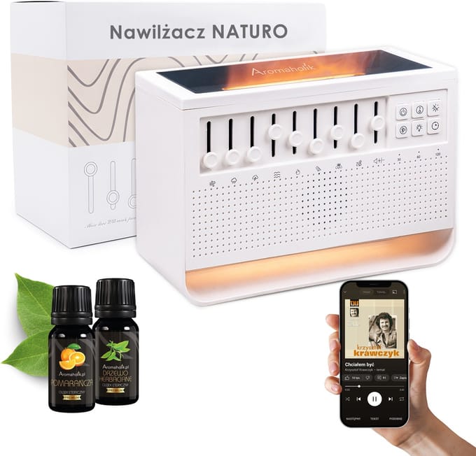 Naturo - Aroma Diffuser & Luchtbevochtiger - Bluetooth Speaker - Witte Ruis & Natuurgeluiden