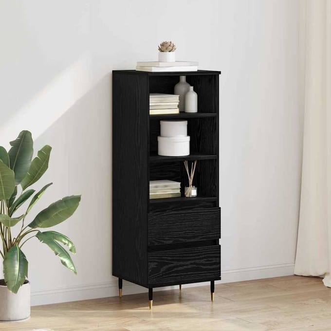 vidaXL Highboard Zwart Eiken 40 x 36 x 110 cm Bewerkt hout