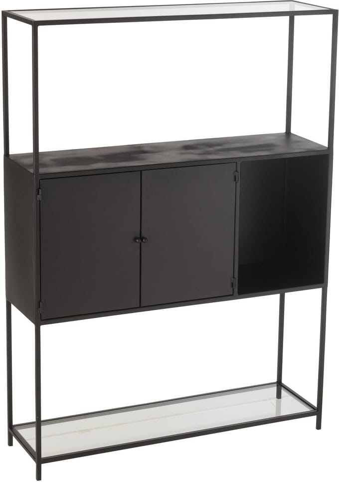 J-Line rek - metaal/glas - zwart