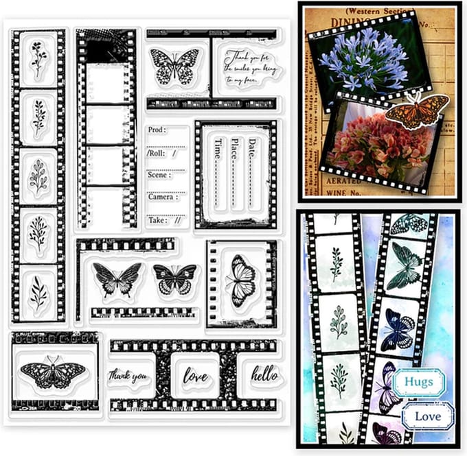 BaBaBa Clear Stempels Set van Vlinders en Filmstrips A5 formaat Set