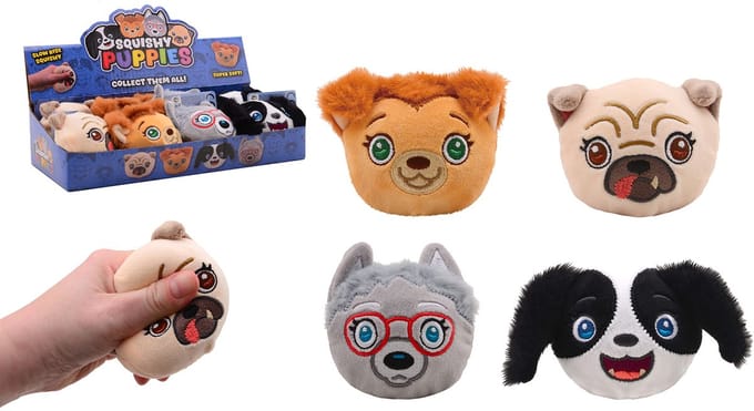 Johntoy pluche knijp hond slow rise speelgoed multi kleuren.