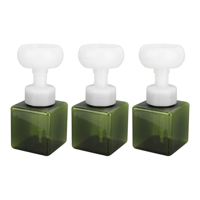 3 stuks Schuimpompfles Draagbaar Bloemvormig 250ml Donkergroen Schuimdispenserfles white
