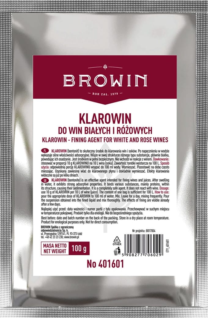 Klarowin klaringsmiddel voor witte en roséwijnen 100 g