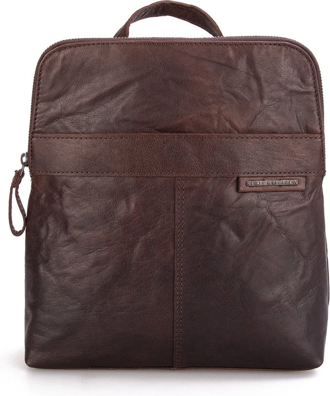SPIKES & SPARROW Leren Rugzak Bronco Backpack Dark Brown Bruine