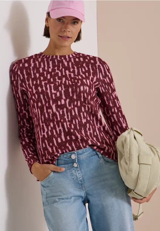 Shirt met lange mouwen, ronde hals en print
