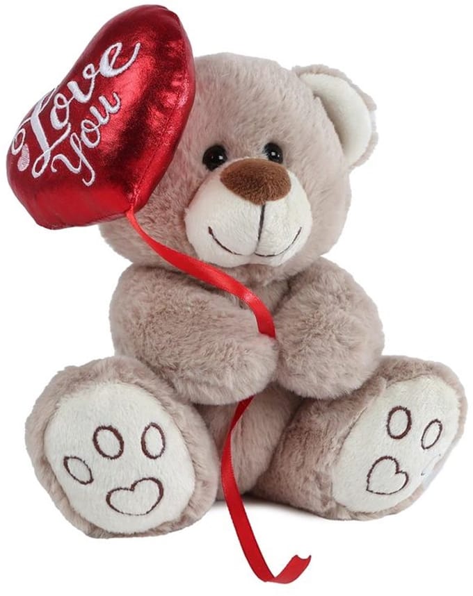 Take Me Home beer met ballonhart pluche 20cm Zand