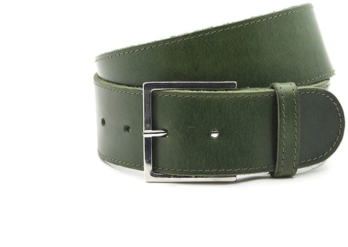 Dames tailleriem groen - 5 cm breed - Leer - Brede riem - Stoer - Maat 90