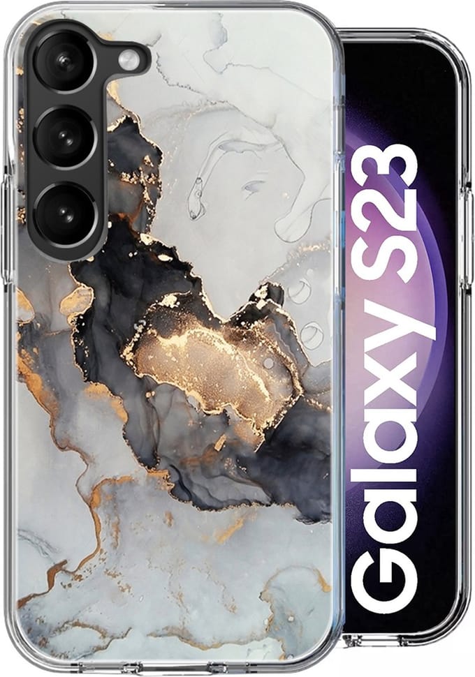 Hoesje geschikt voor Samsung Galaxy S23 - Back Cover Marmer Siliconen Case Wit