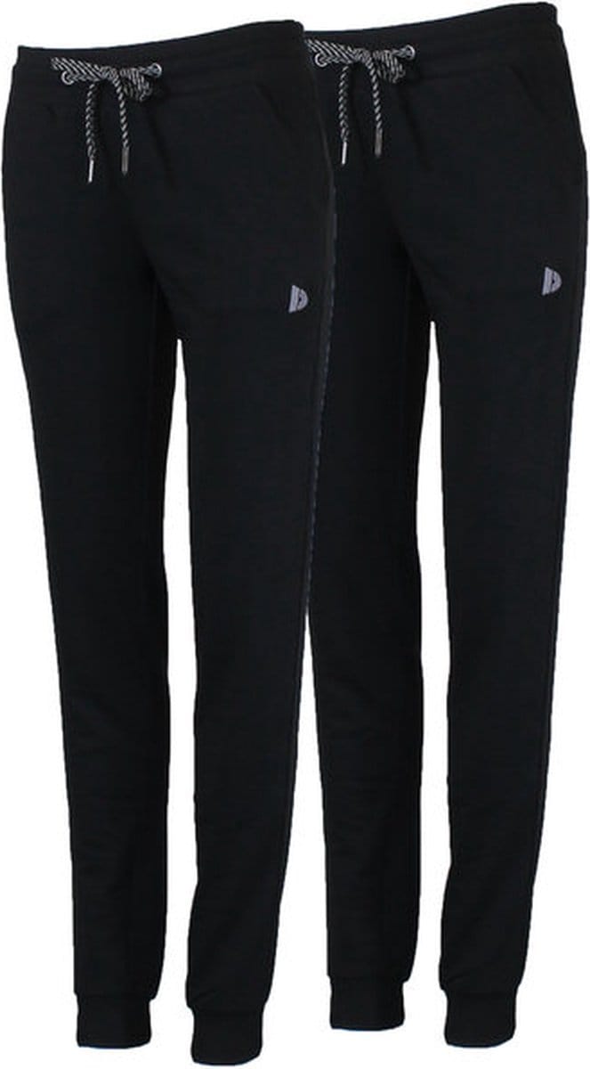 2-Pack Donnay - Joggingbroek met elastiek (Puck) - Sportbroek - Dames - Black (020) - maat M